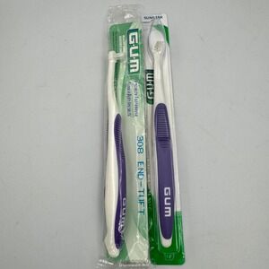 GUM‎ Specialty Toothbrush Purple 308 End-Tuft 2-Pack NEW